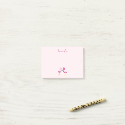 roze flamingo Love Post-it® Notes (Op bureau)