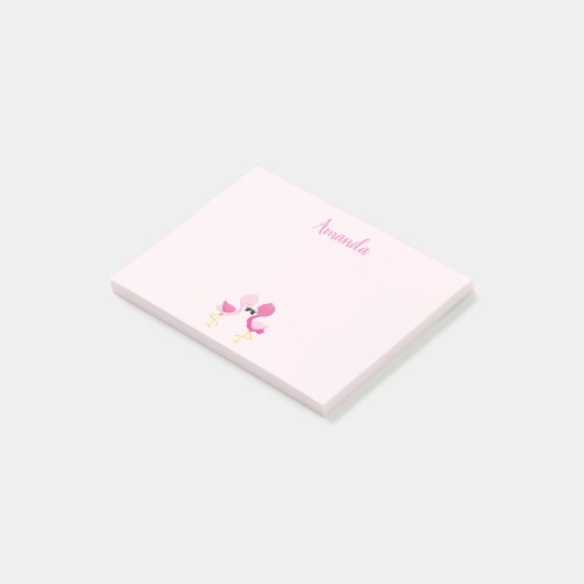  roze flamingo Love Post-it® Notes (Schuin)