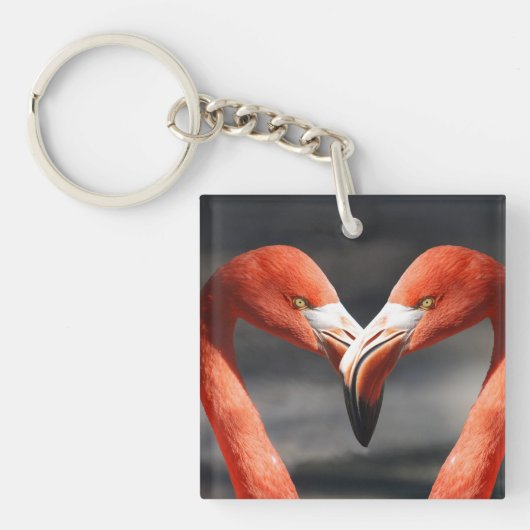 Roze Flamingo Love Sleutelhanger (Voorkant)