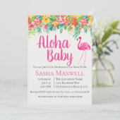 Roze Flamingo Luau Baby shower Uitnodiging (Staand voorkant)