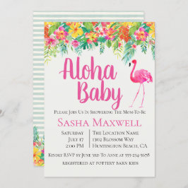 Roze Flamingo Luau Baby shower Uitnodiging