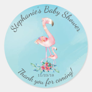 Roze Flamingo Mam Baby shower Favor Sticker
