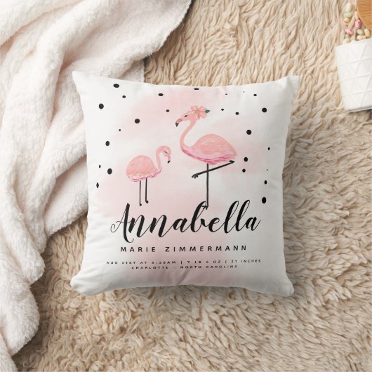 Roze Flamingo Mam Dochter Aangepaste geboorte Kussen (Deken)