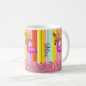 Roze Flamingo Mam Stripe Mok (Voorkant rechts)