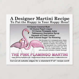 Roze Flamingo Martini Recept Kaart Briefkaart