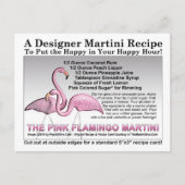 Roze Flamingo Martini Recept Kaart Briefkaart (Voorkant)