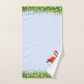 Roze Flamingo & Meadow met Flowers op Light Blue Bad Handdoek (Handdoek)