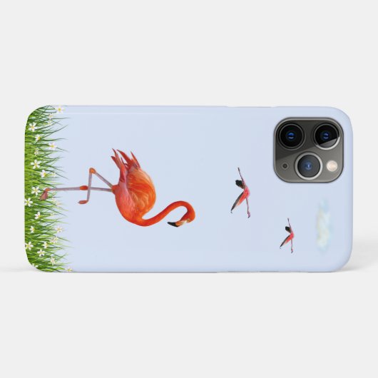 Roze Flamingo & Meadow met Flowers op Light Blue Case-Mate iPhone Case (Achterkant (horizontaal))
