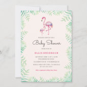 Roze Flamingo Meisje Baby shower Invitation Kaart (Voorkant)