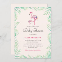 Roze Flamingo Meisje Baby shower Invitation