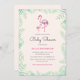 Roze Flamingo Meisje Baby shower Invitation Kaart