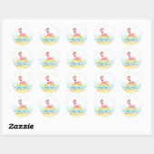 Roze Flamingo Meisje Baby Shower Ronde Sticker (Vel)