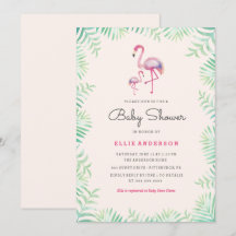 Roze Flamingo Meisje Baby Shower Uitnodiging