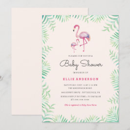 Roze Flamingo Meisje Baby Shower Uitnodiging