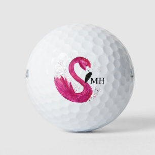 Roze Flamingo Meisje Tropische Vogel Strand Monogr Golfballen
