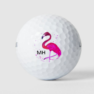 Roze Flamingo Meisje Tropische Vogel Strand Monogr Golfballen