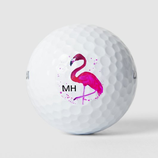 Roze Flamingo Meisje Tropische Vogel Strand Monogr Golfballen (Voorkant)