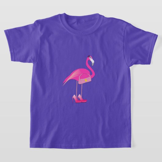 Roze Flamingo - Meisjes' Basic T-Shirt (Laagn)
