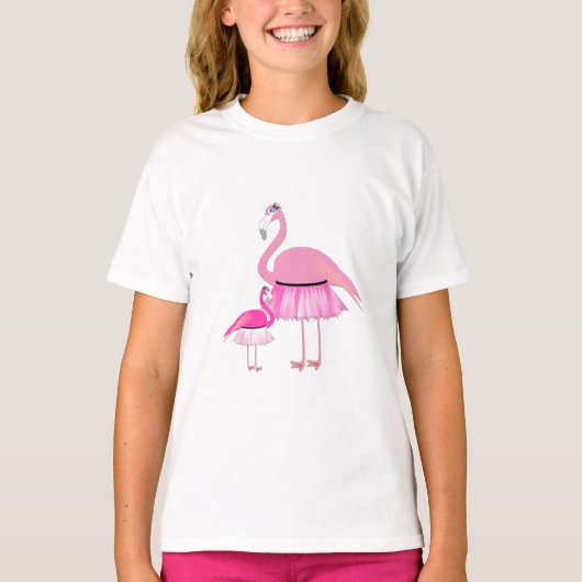 Roze Flamingo - Meisjes' Basic T-Shirt (Voorkant)