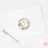 Roze Flamingo Meisjes Verjaardagsfeestje Ronde Sticker (Envelop)