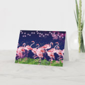 Roze flamingo Merry Flocking Kerstmis Flamingos Feestdagen Kaart (Achterkant)