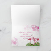 Roze flamingo Merry Flocking Kerstmis Flamingos Feestdagen Kaart (Binnen)