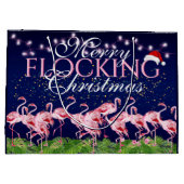 Roze flamingo Merry Flocking Kerstmis Flamingos Groot Cadeauzakje (Achterkant)