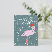 Roze Flamingo Merry kerst Feestdagenkaart (Staand voorkant)