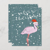 Roze Flamingo Merry kerst Feestdagenkaart (Voorkant / Achterkant)