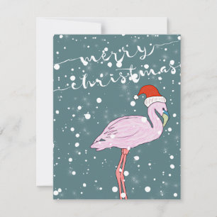 Roze Flamingo Merry kerst Feestdagenkaart