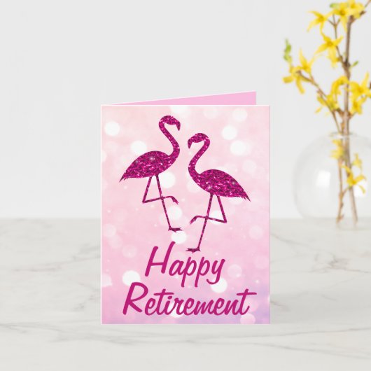Roze flamingo met aangepaste tekst ter gelegenheid kaart (Gele Bloem)