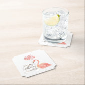 Roze Flamingo met Balloons Eigen gelukkige verjaar Kartonnen Onderzetters (Insitu)