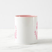 Roze flamingo met bloemenontwerp tweekleurige koffiemok (Center)