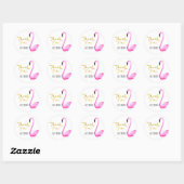 Roze Flamingo met Faux Gold Folie, Dank u Ronde Sticker (Vel)