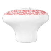 Roze Flamingo met Floral Swirls Ornament Keramische Knop (Zijkant)