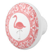 Roze Flamingo met Floral Swirls Ornament Keramische Knop (Rechts)