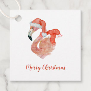 Roze Flamingo met kerstcadeautags voor kerstmis me Bedankjes Labels