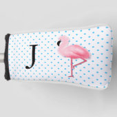 Roze Flamingo met Monogram Hoesje van de Putter Golfheadcover (Voorkant)