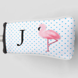 Roze Flamingo met Monogram Hoesje van de Putter Golfheadcover