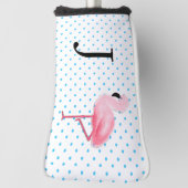 Roze Flamingo met Monogram Hoesje van de Putter Golfheadcover (Draai 90)