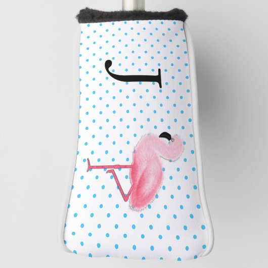 Roze Flamingo met Monogram Hoesje van de Putter Golfheadcover (Draai 90)