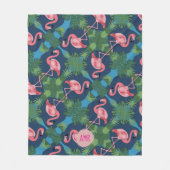  Roze Flamingo met Naam Initialen Fleece Deken (Voorkant)
