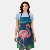  roze flamingo met naam schort (Gedragen)