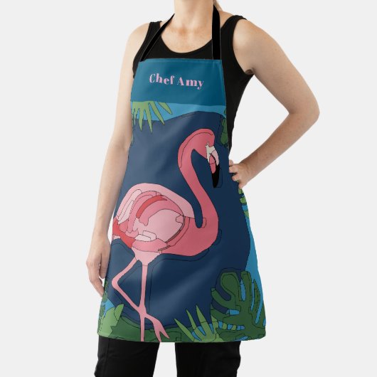  roze flamingo met naam schort (Insitu)