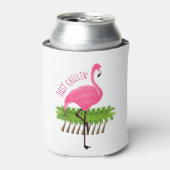 Roze flamingo met palmbomen blikjeskoeler (Blikje Voorkant)