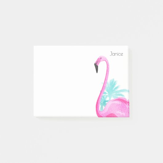 Roze flamingo met palmbomen post-it® notes (Voorkant)