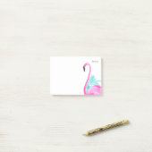 Roze flamingo met palmbomen post-it® notes (Op bureau)