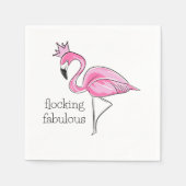 Roze Flamingo met Roze Kroon Flocking Fantastisch Servet (Voorkant)