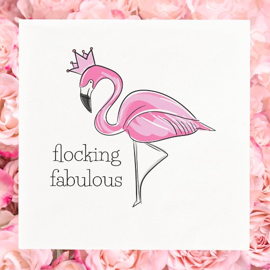 Roze Flamingo met Roze Kroon Flocking Fantastisch Servet