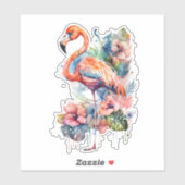 Roze Flamingo met Sticker Flowers (Vel)